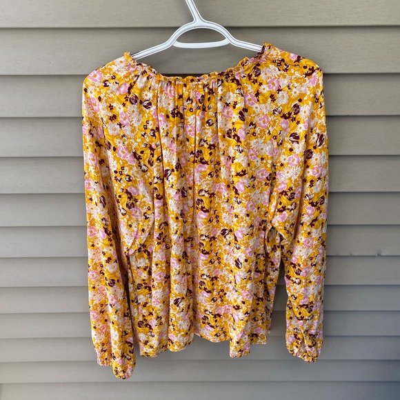GAP Mustard Floral Long Sleeve Blouse - Women’s Size L - Picture 9 of 10